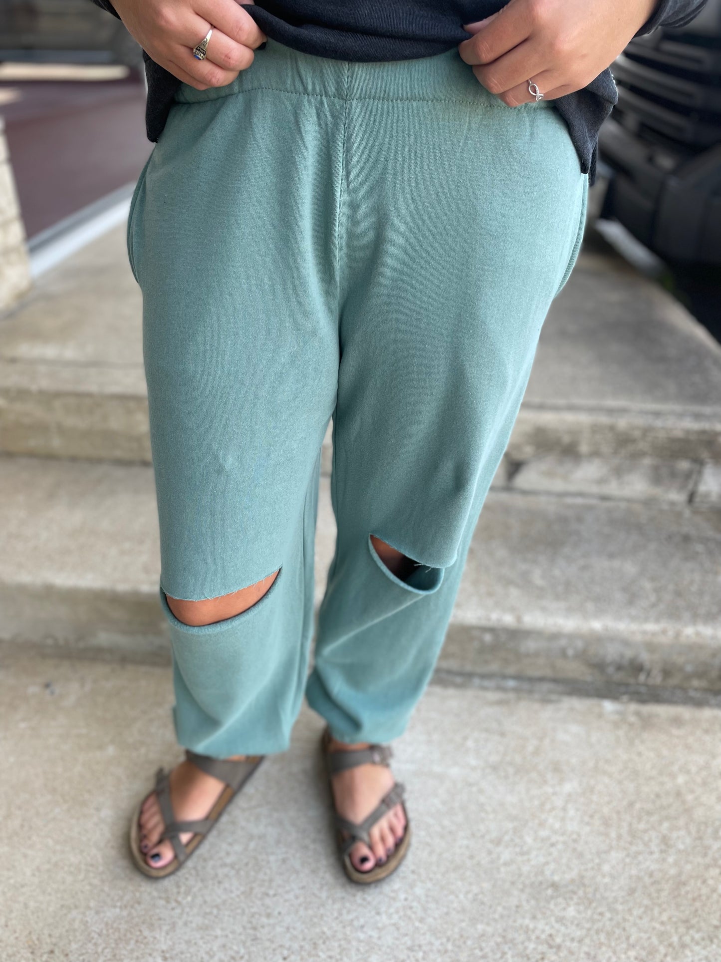 Wish I Could Knee Slit Joggers - 5 Colors
