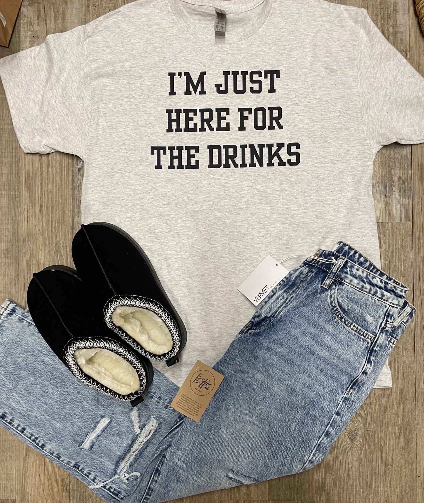 I'm Just Here For The Drinks Graphic Tee - Adult