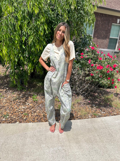 Cool Girl Camo Jumpsuit - Olive