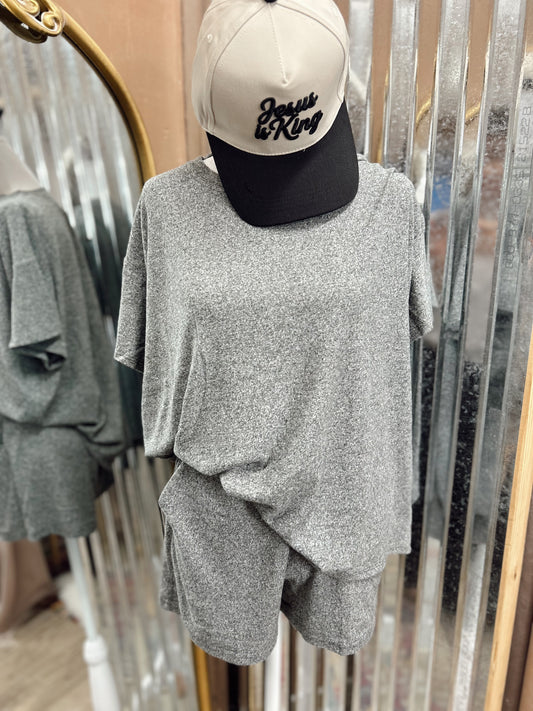 DOORBUSTER Melange Short Sleeve Set - Black