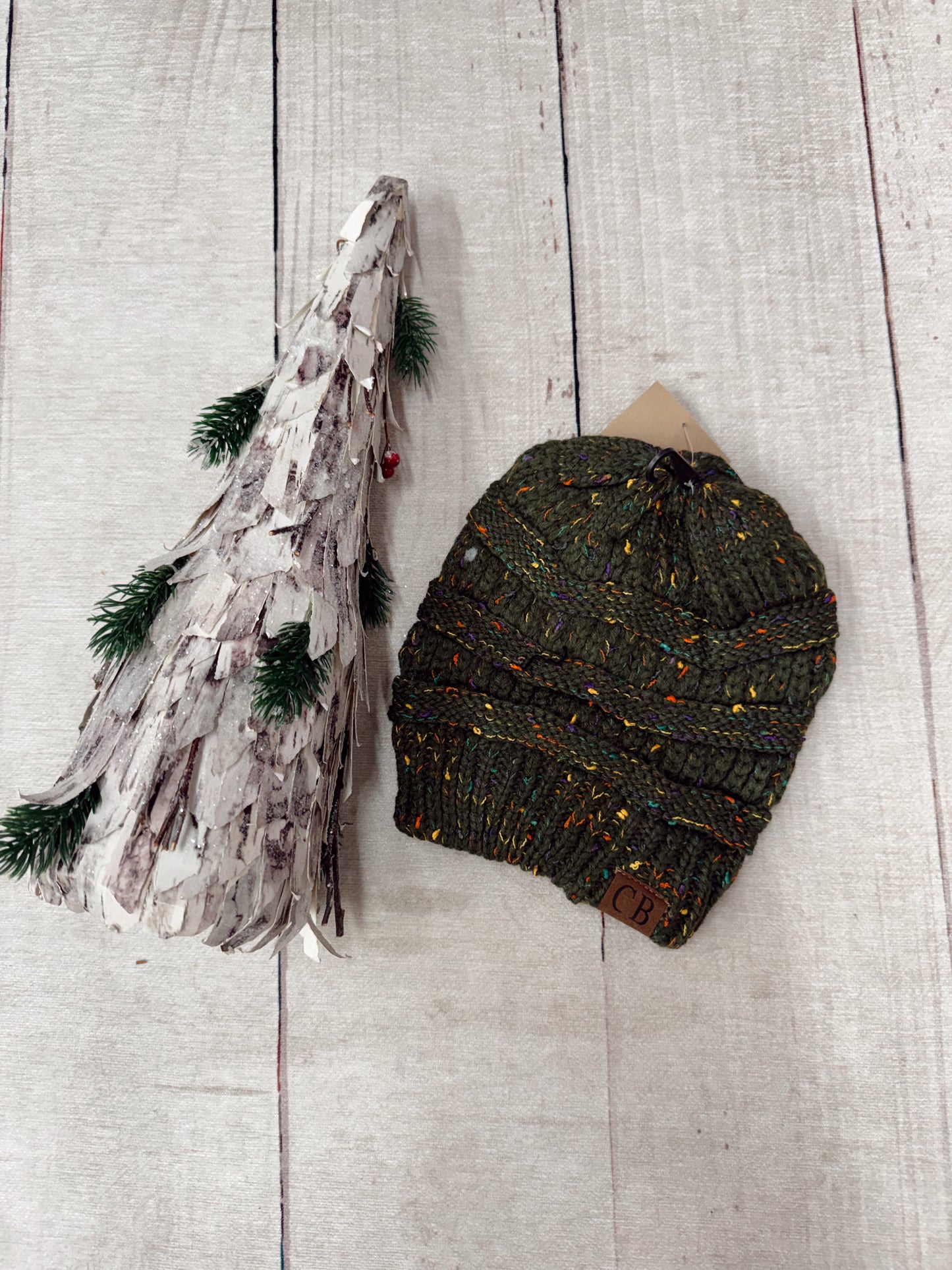 Ponytail Confetti Beanie - Green