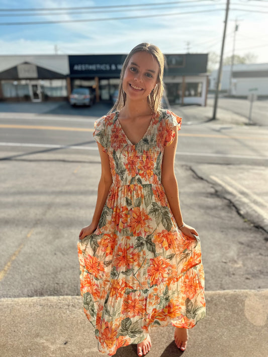 With You V-Neck Floral Midi Dress
