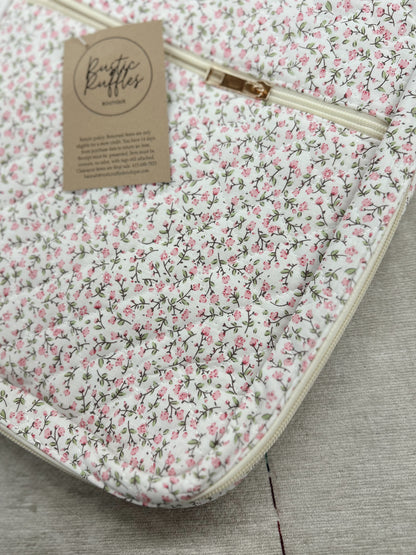 Bible Cover Case - White Tiny Pink Floral