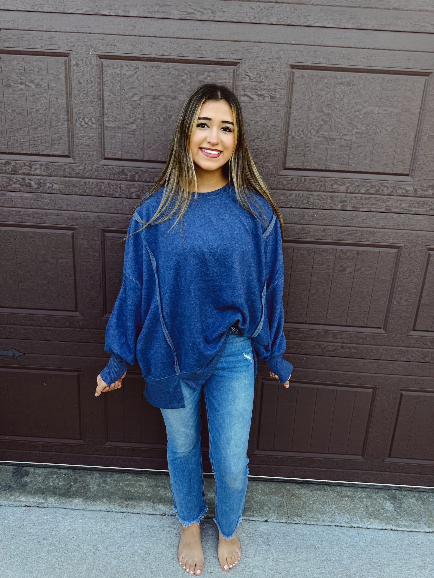 Front Porch Mornings Sweater - Navy