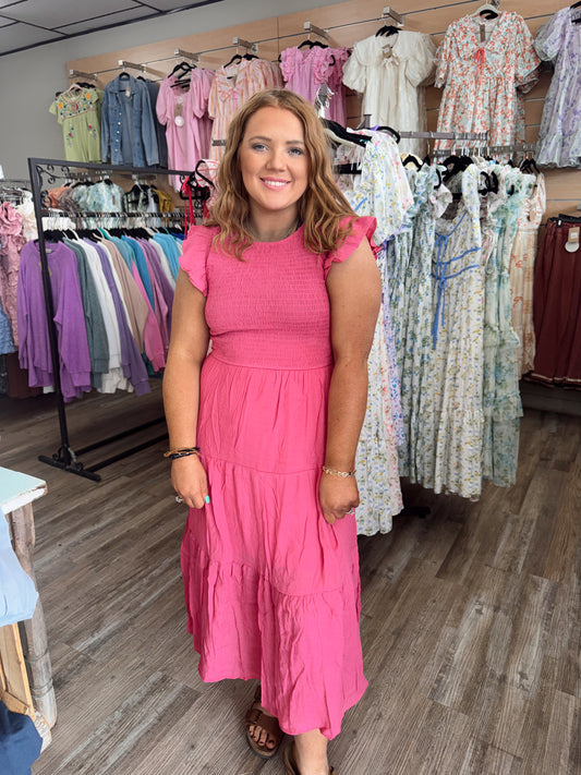 Hey Sugar Midi Dress - Pink