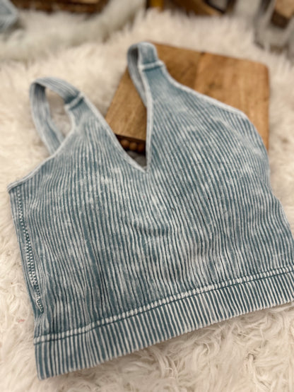DOORBUSTER Ribbed Bralette - Blue Grey