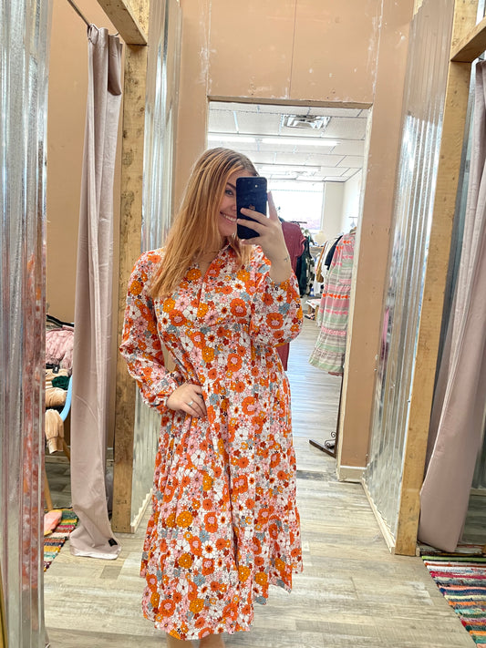Getting Along Floral Collared Maxi Dress