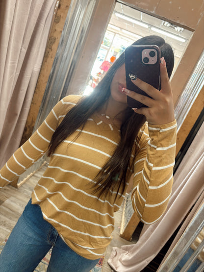 DB - Striped Long Sleeve Top Mustard