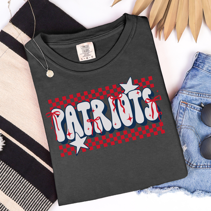 Patriots Checkered With Bows Graphic Tee