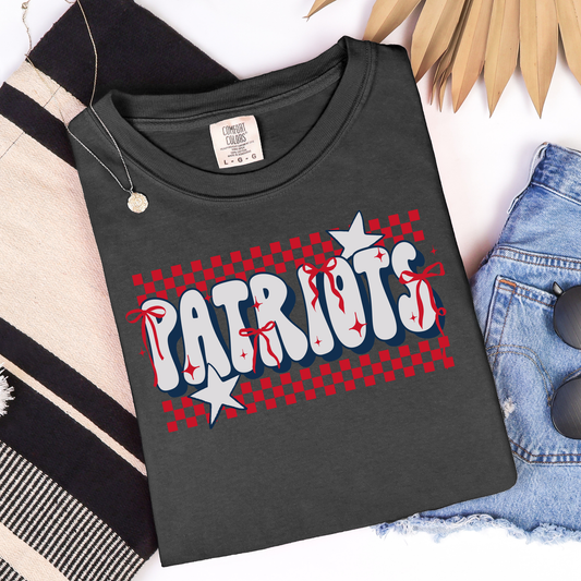 Patriots Checkered With Bows Graphic Tee
