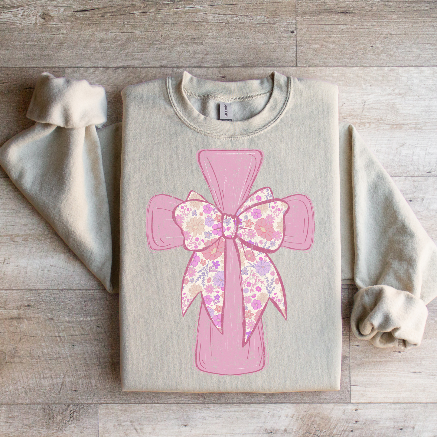 Pink Cross & Bow Graphic Tee