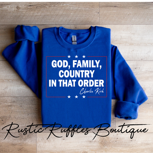 God, Family, Country In That Order Graphic Tee