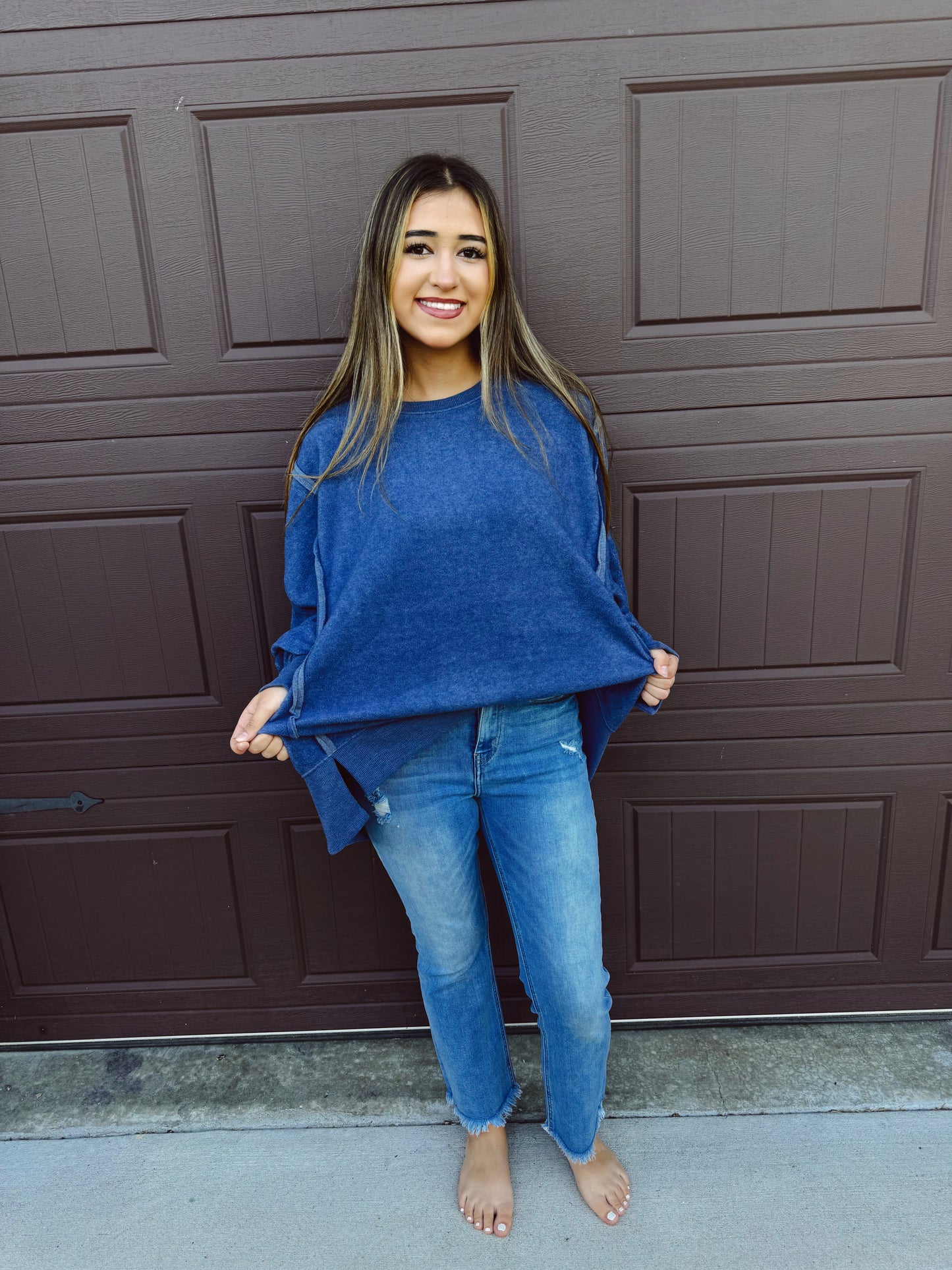 Front Porch Mornings Sweater - Navy