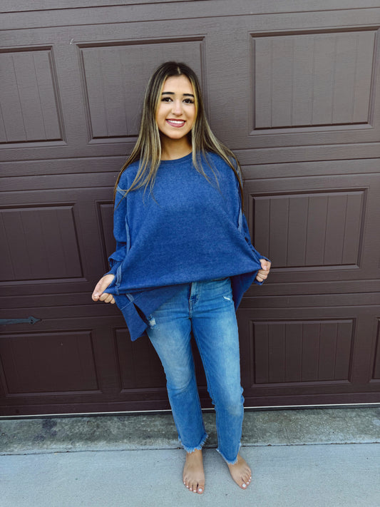 Front Porch Mornings Sweater - Navy