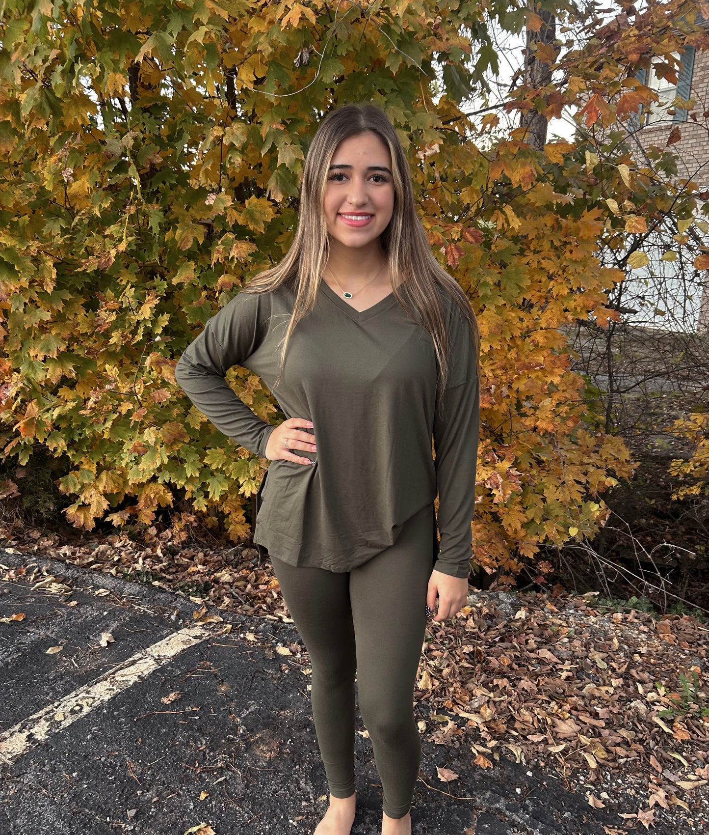 Simply Yours 2 Piece Legging Set - Dk Olive