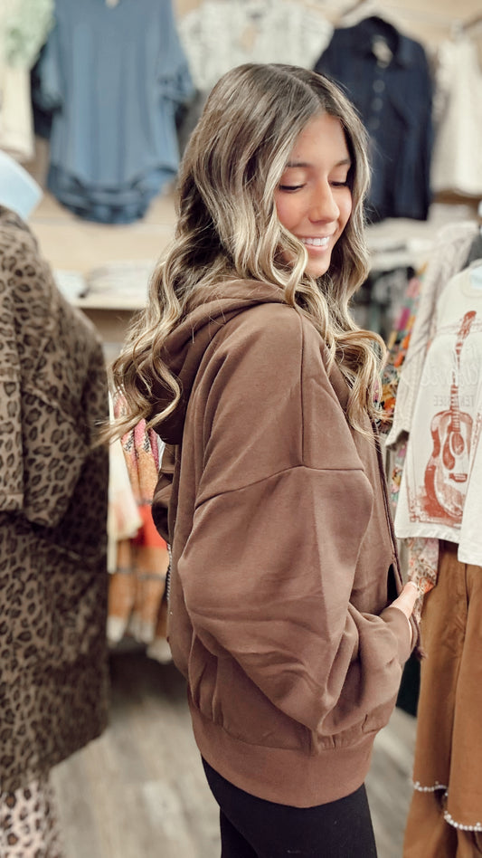 Happy & Cozy Zip Up Jacket - Brown