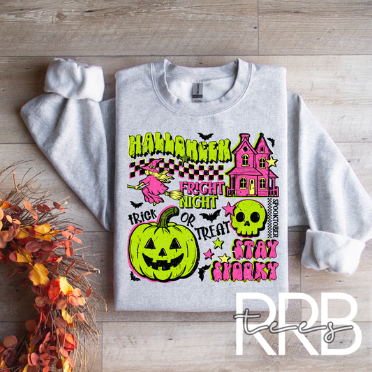 Halloween Neon Pink & Green Graphic Tee