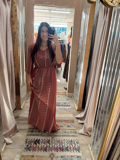 DB - Floral Rust Maxi Dress