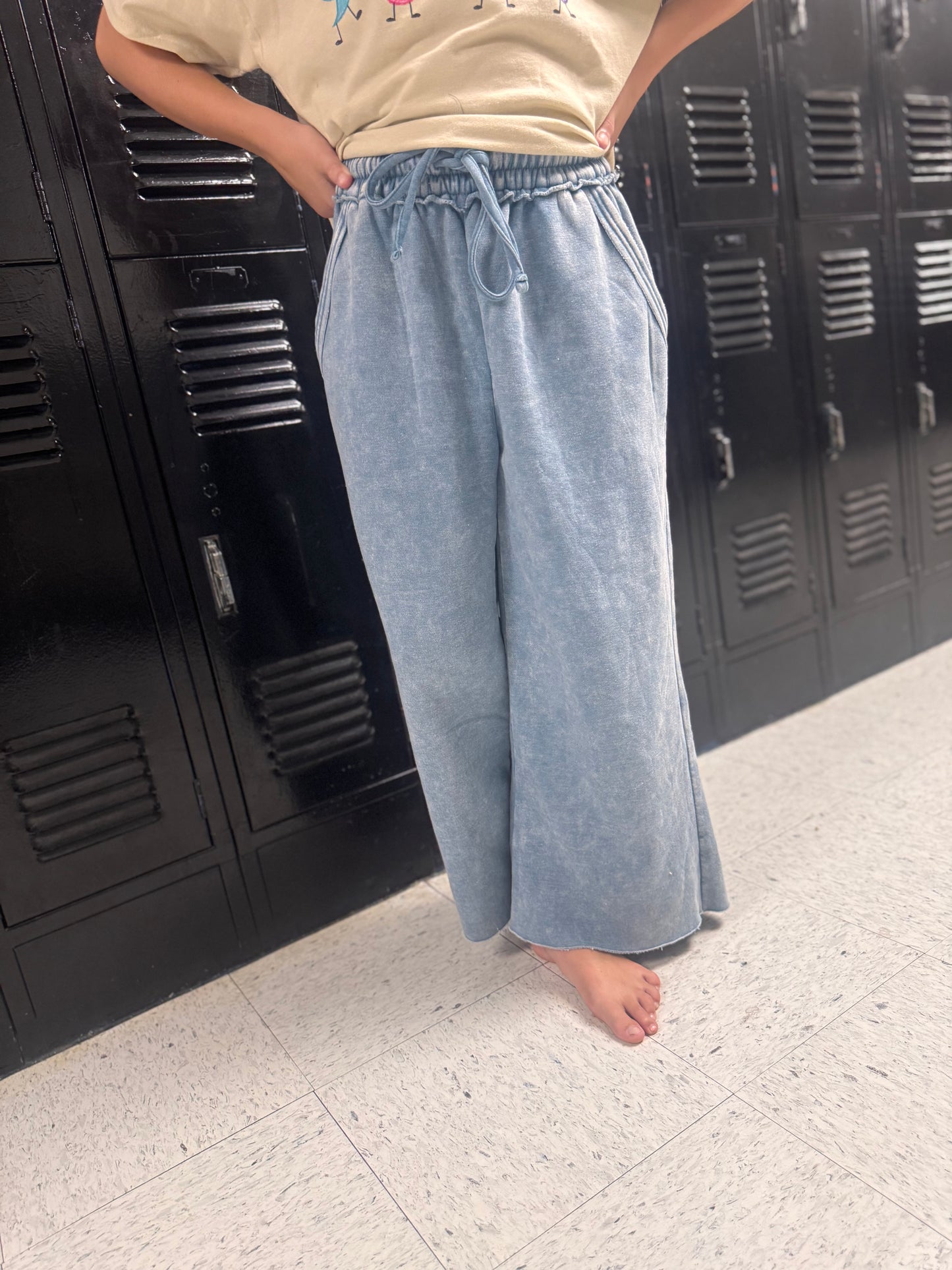 DOORBUSTER Acid Wash Flare Pants - Blue Grey