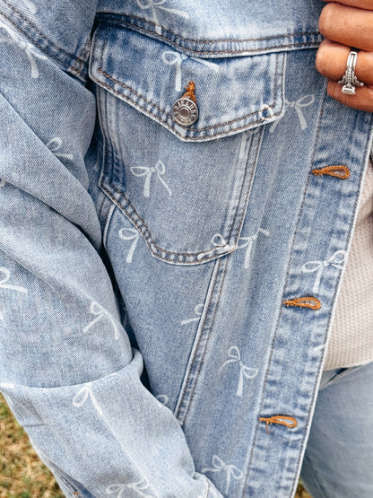 Perfect For You Bow Blue Jean Jacket