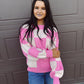 Fire Side Stories Checkered Sweater - Pink