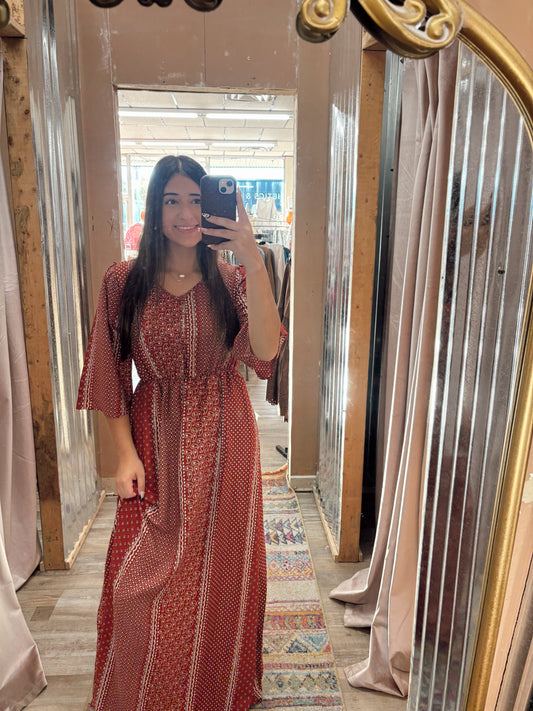 DB - Floral Rust Maxi Dress
