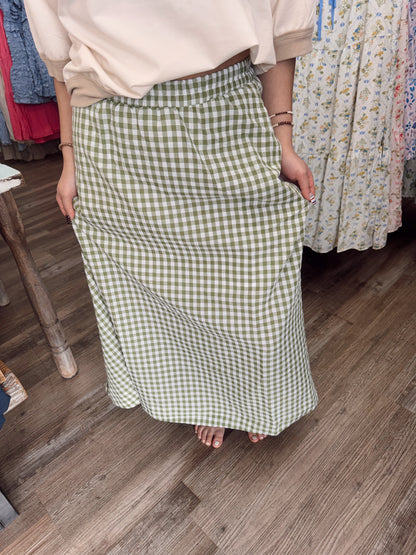 Drift Away Gingham Midi Skirt