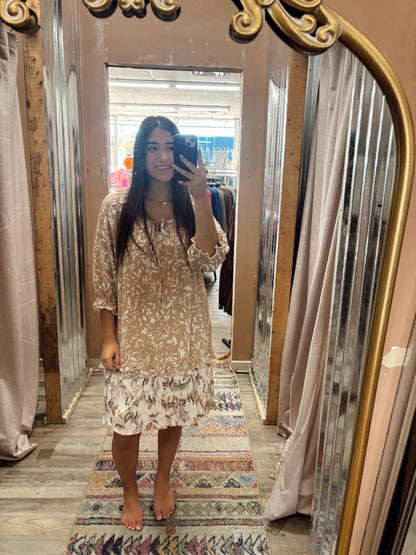 DB - Taupe Floral Midi Dress