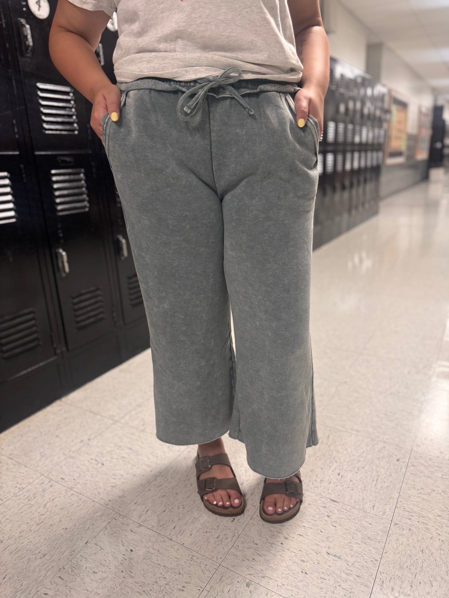 DOORBUSTER Acid Wash Flare Pants - Ash Jade