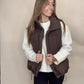 All Smiles Here Puffer Vest - Brown