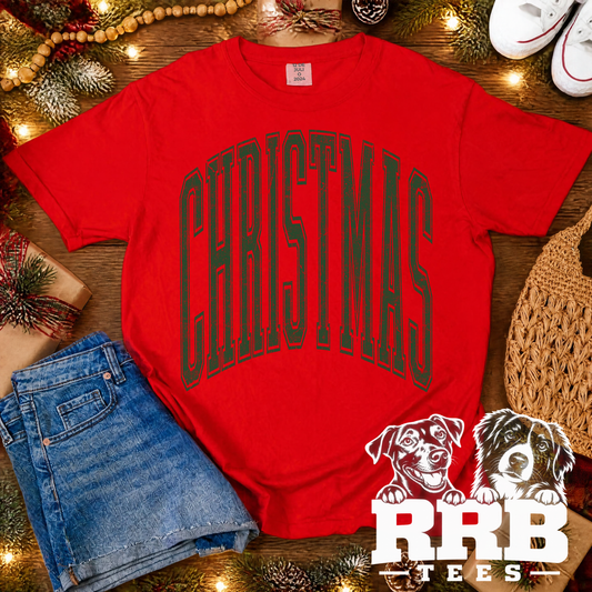 Christmas Arched Green Ink Graphic Tee