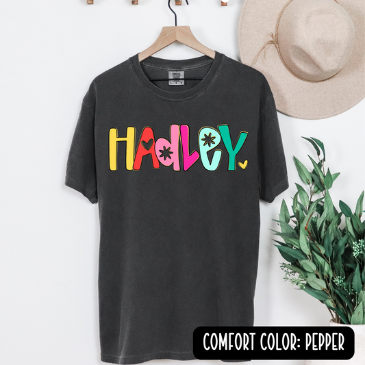 Happy Neon Custom Name Graphic Tee