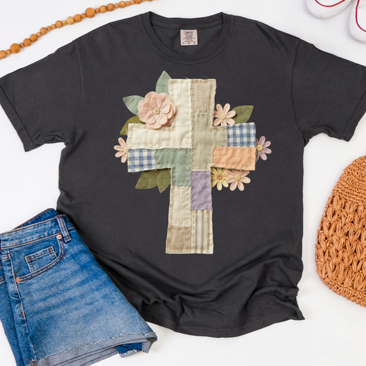 Quilted Look Cross Graphic Tee