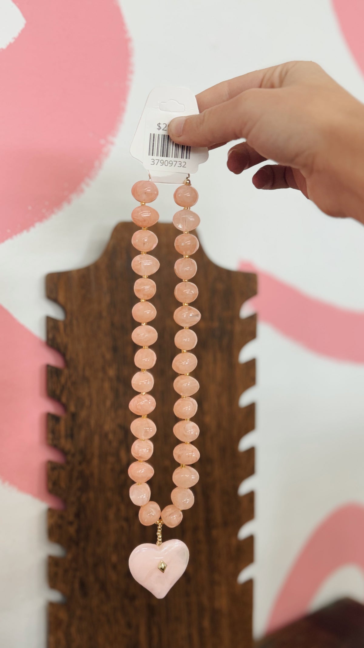Blush Heart Beaded Necklace