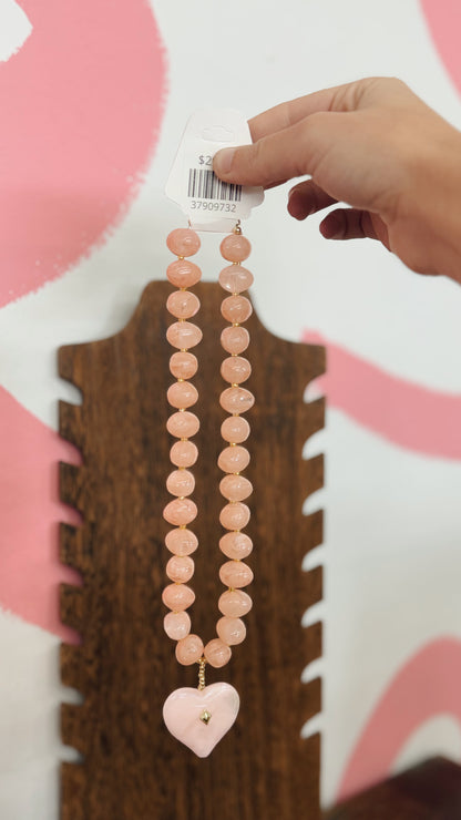 Blush Heart Beaded Necklace