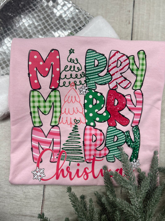 Merry x3 Christmas Trees Graphic Tee