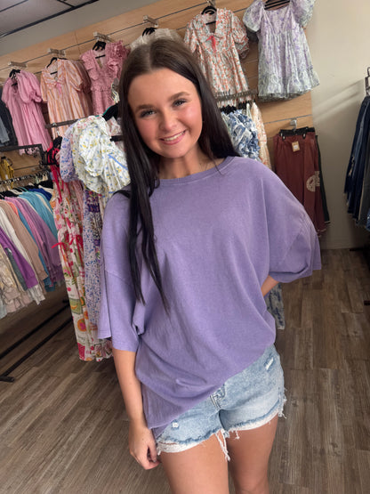 Everyday Me Mineral Wash Top - Dusty Purple