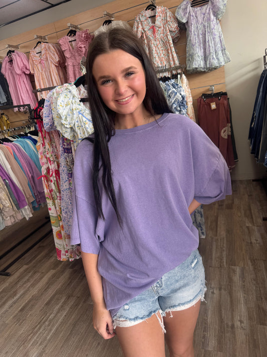 Everyday Me Mineral Wash Top - Dusty Purple