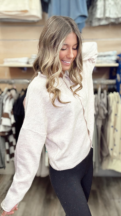 2 Blessed 2 Be Stressed Sweater Cardigan - H Beige