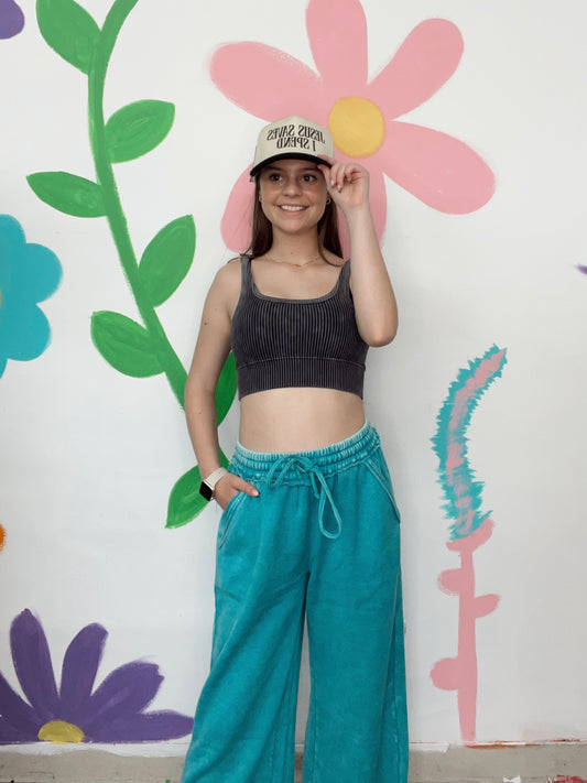 Total Package Acid Wash Pants - Teal