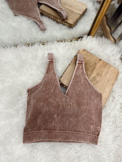 DOORBUSTER Ribbed Bralette - Deep Camel