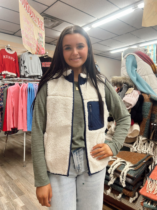 Old Roads Sherpa Vest - Navy