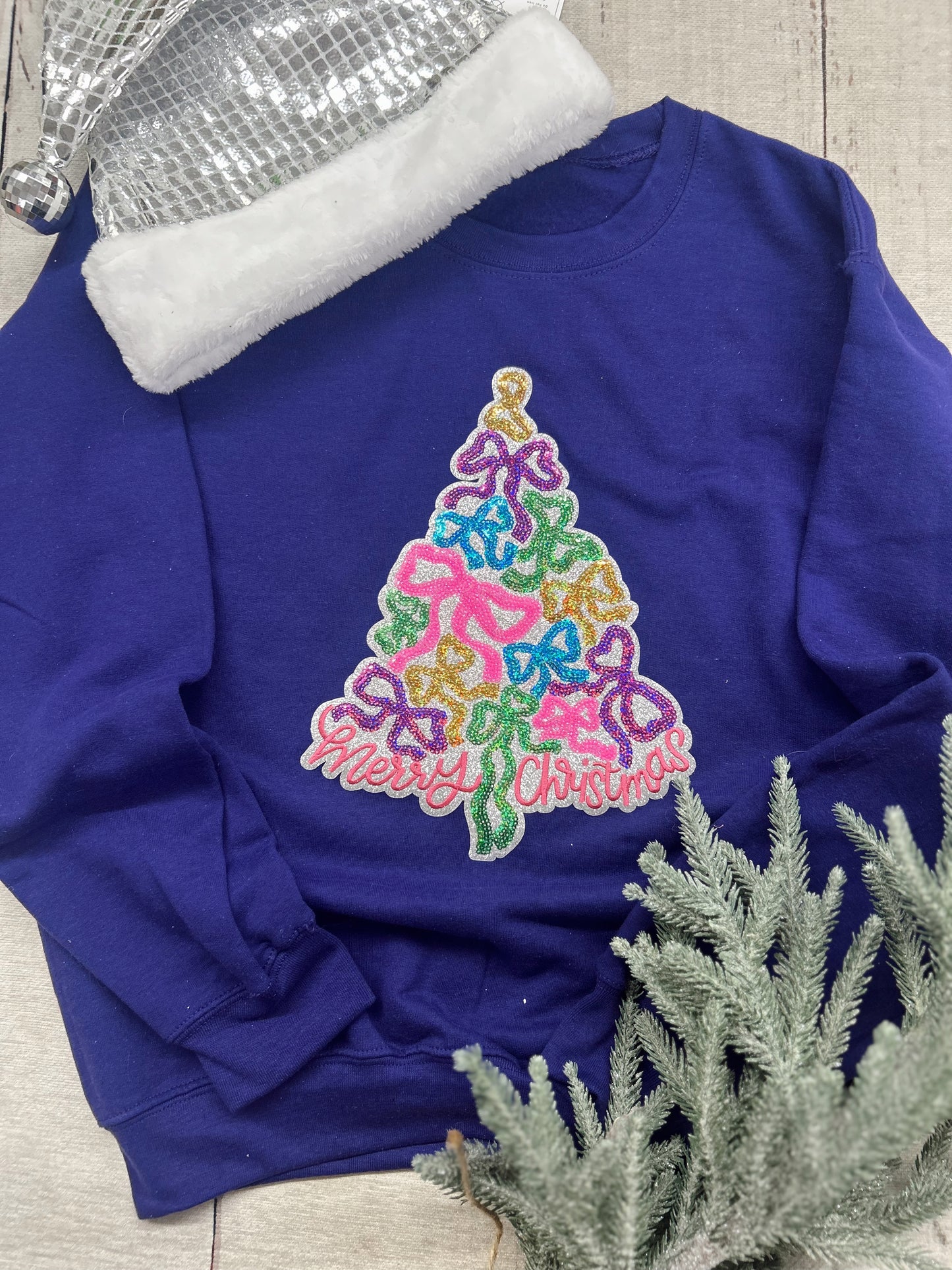 Merry Christmas Bow Tree Sweatshirt