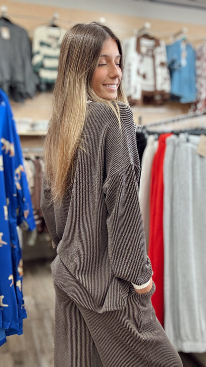 Match Made Ribbed 2 Piece Set - Expresso