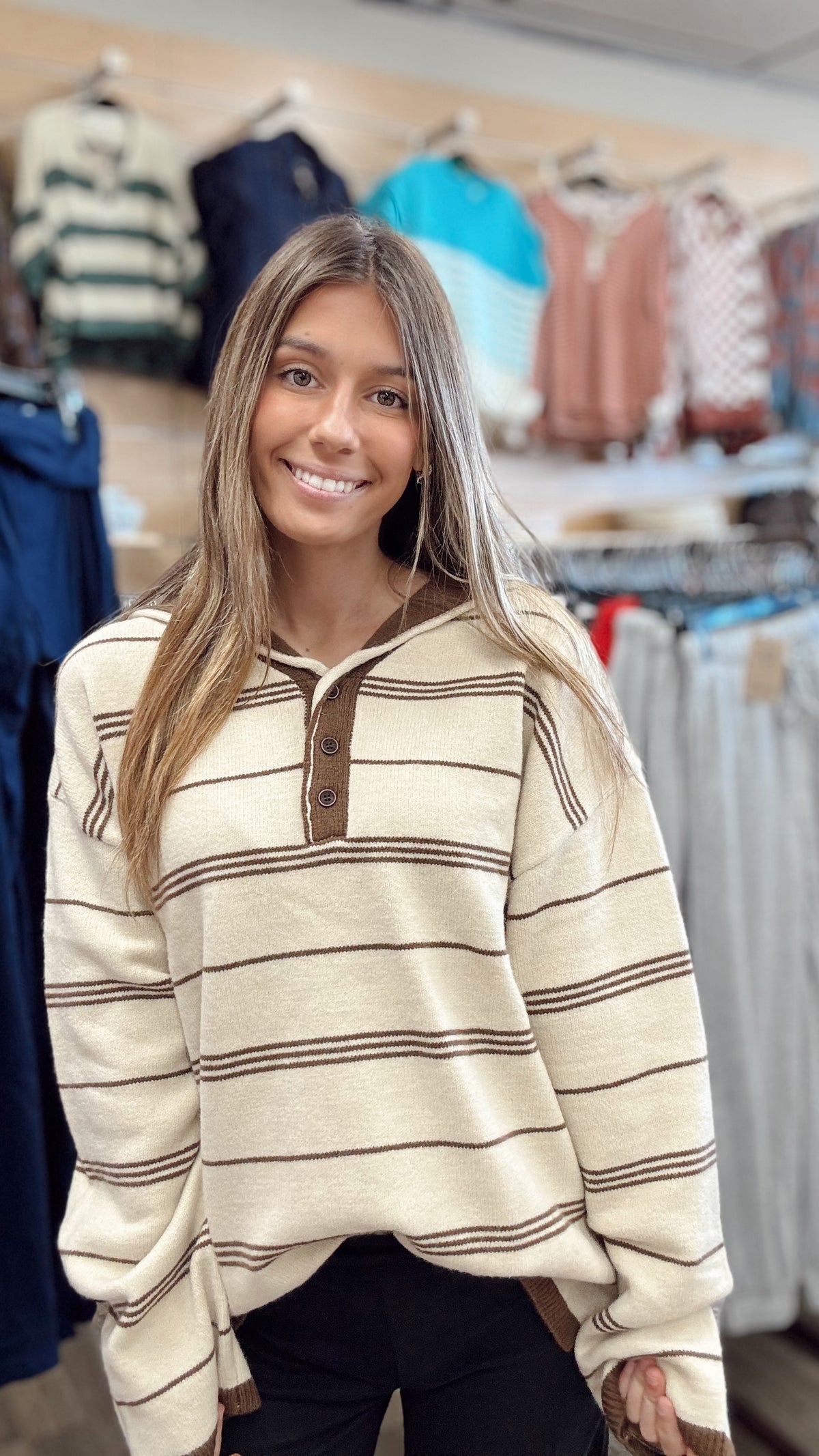 80s Baby Stripe Sweater - Oatmeal