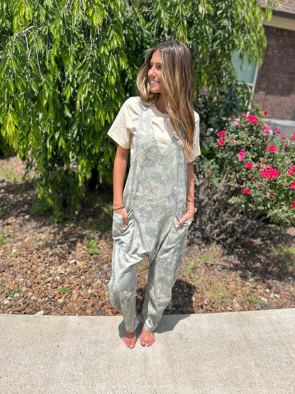 Cool Girl Camo Jumpsuit - Olive