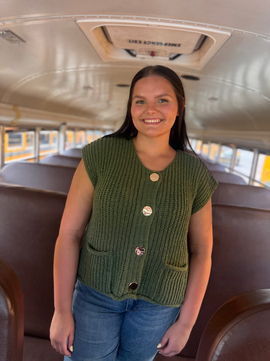 Bushel & A Peck Button Sweater - Army