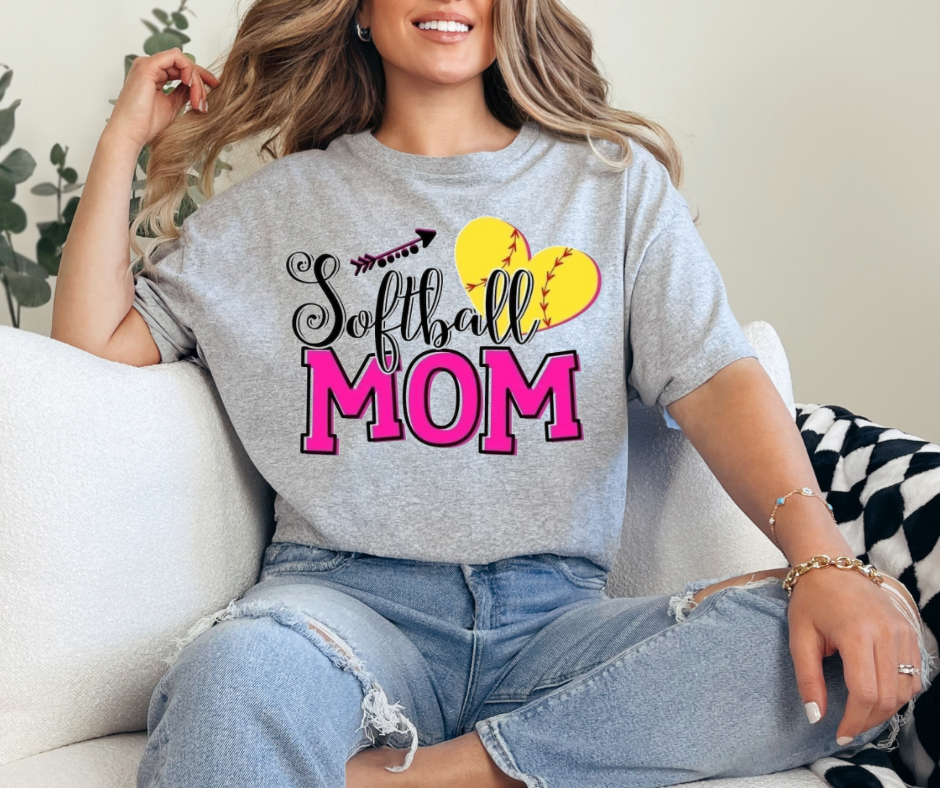 Softball Mom Pink Graphic Tee - Adult