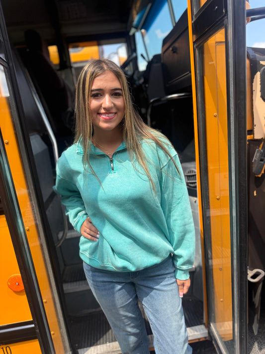 More Ya Know Quarter Zip Sweatshirt - Turquoise