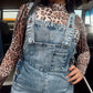 Grayce Distressed Wide Leg Overalls